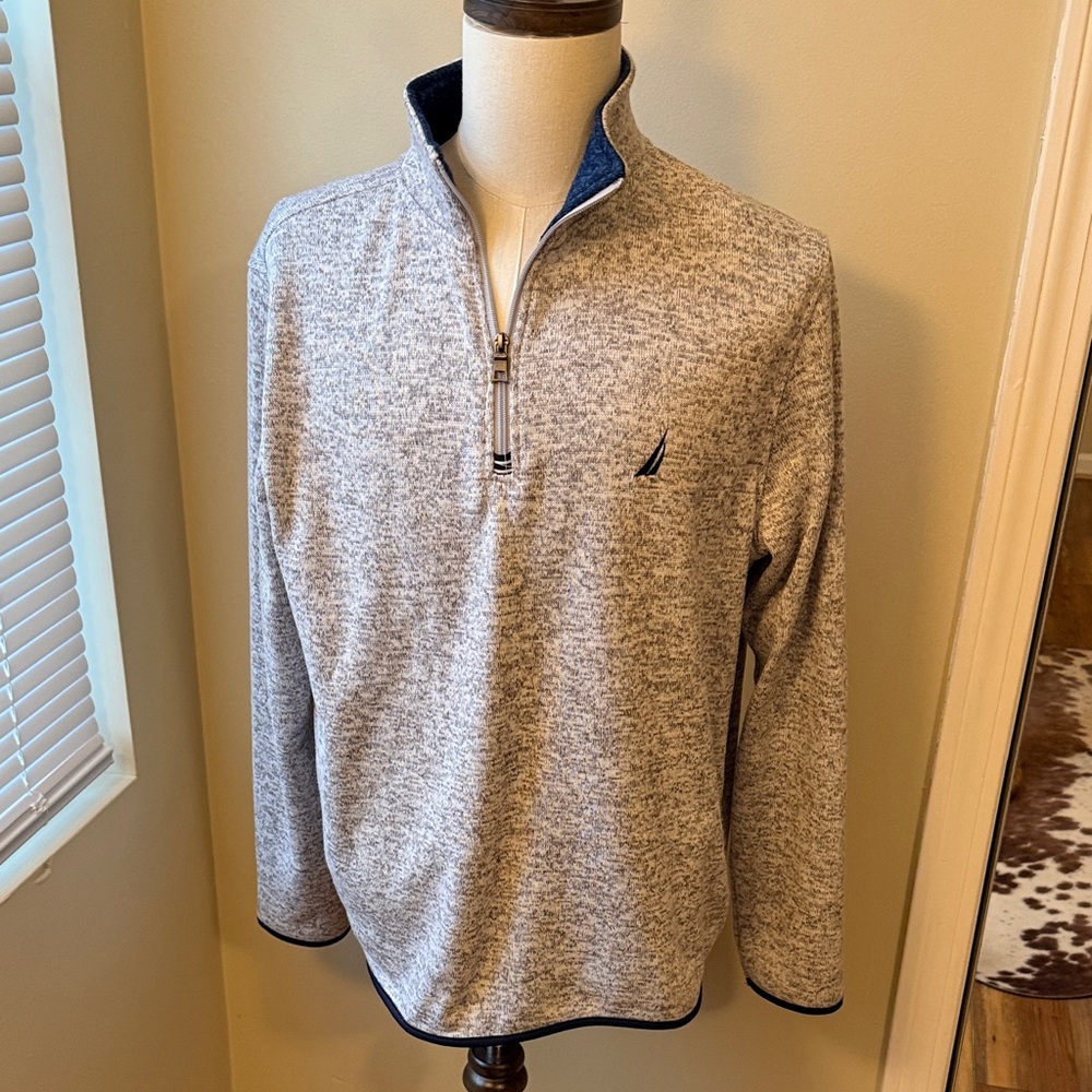 Nautica Men's Heathered Gray Zip-Up Sweater